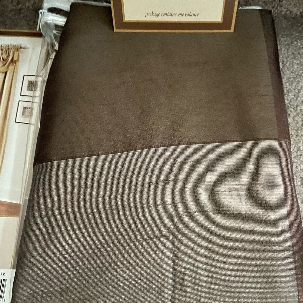 Chocolate brown and bronze valance